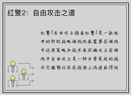 红警2：自由攻击之道